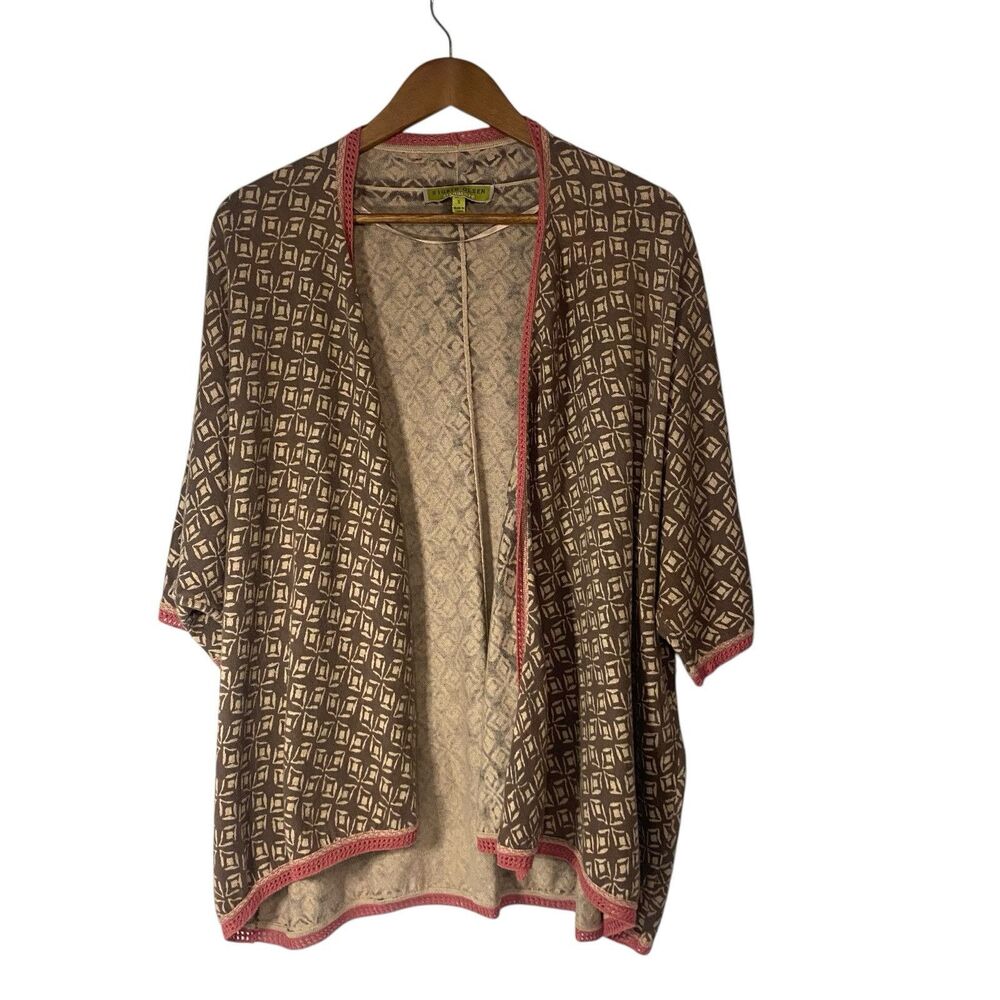 Sigrid Olsen Womens Open Front Cardigan 3/4 Sleeve Size Small